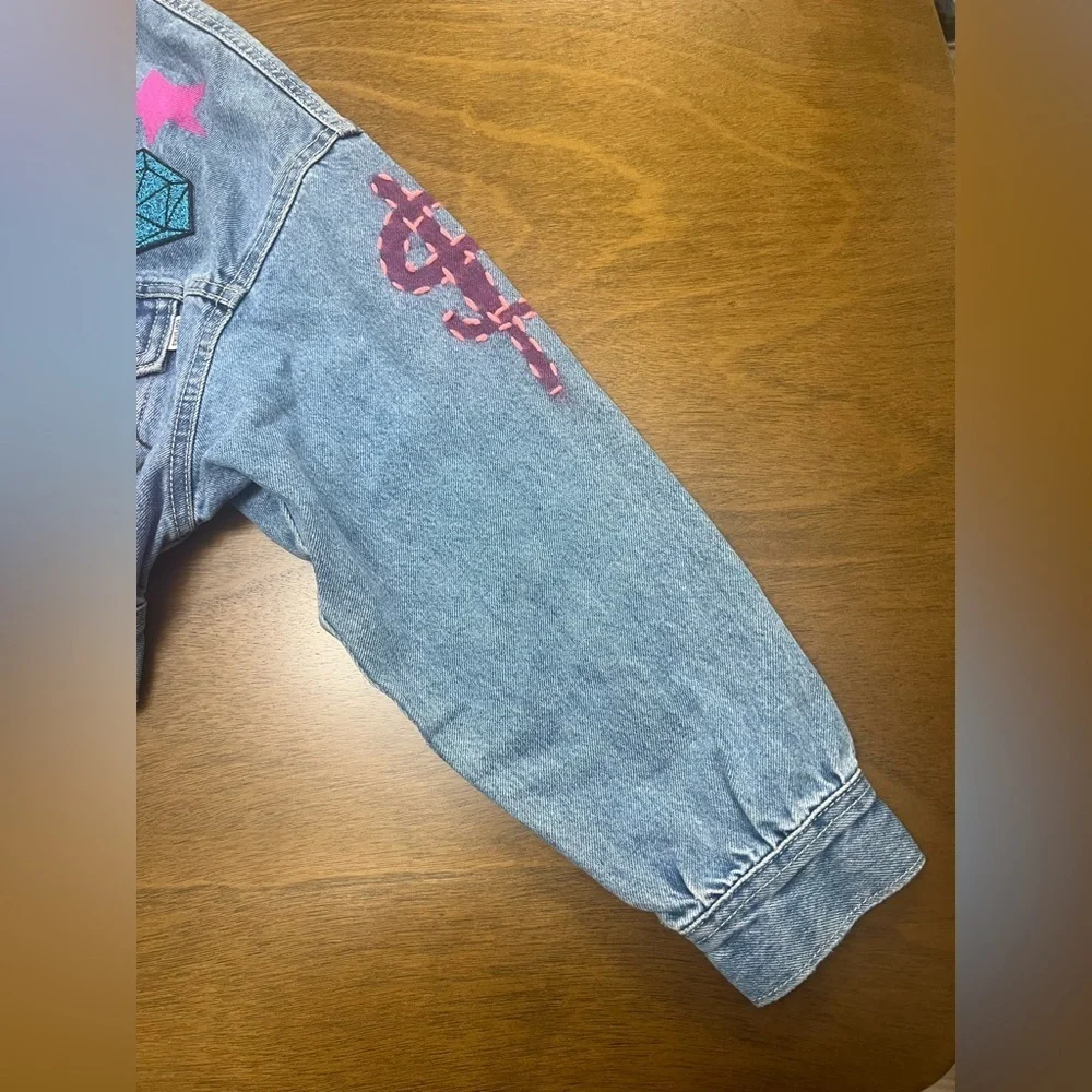 Bershka Jeans Jacket Women Barbie Design XS (0387) - Picture 6 of 16